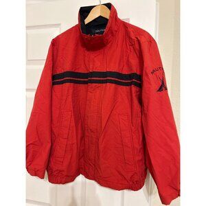 Vintage Nautica Jacket Adult Large Red Full Zip Windbreaker